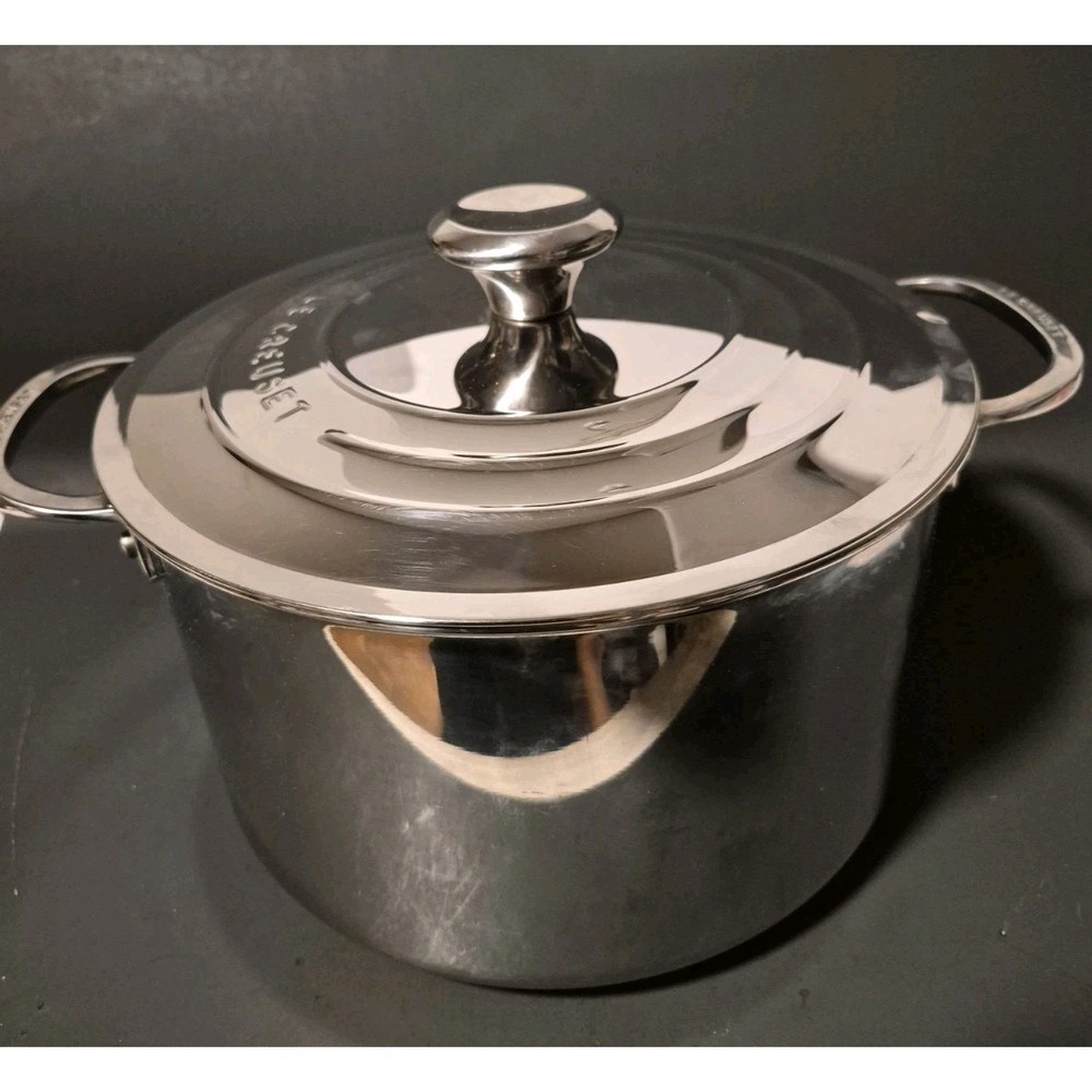 Le Creuset Stainless Steel Stockpot with Lid 7 Qt / 6.6 L 24cm Portugal Tri-Ply